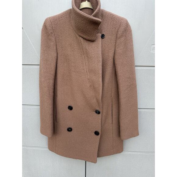 System Funnel Neck Suri Alpaca Wool Long Coat Women's $698 Sz S Camel Designer - Picture 4 of 16